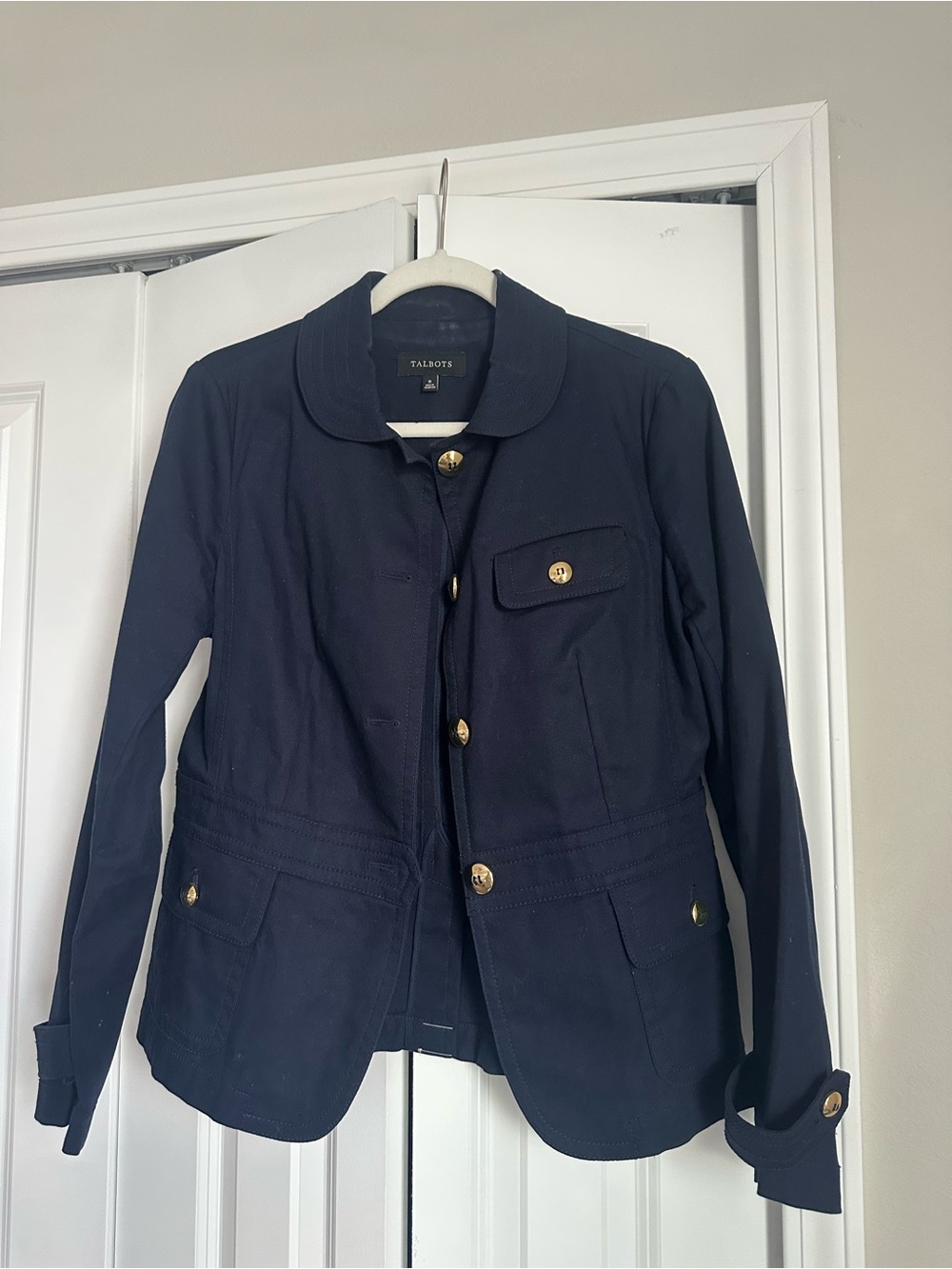 Talbots Navy Gold-Button Women's Blazer Jacket - Picture 6 of 10